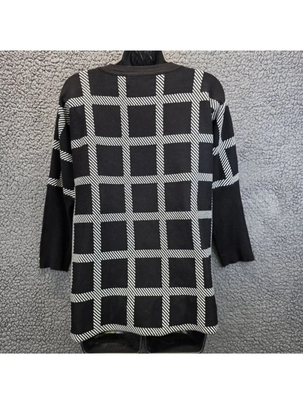 Cable & Gauge Pullover Sweater L Black White Grid Y2k Retro Edgy Capsule